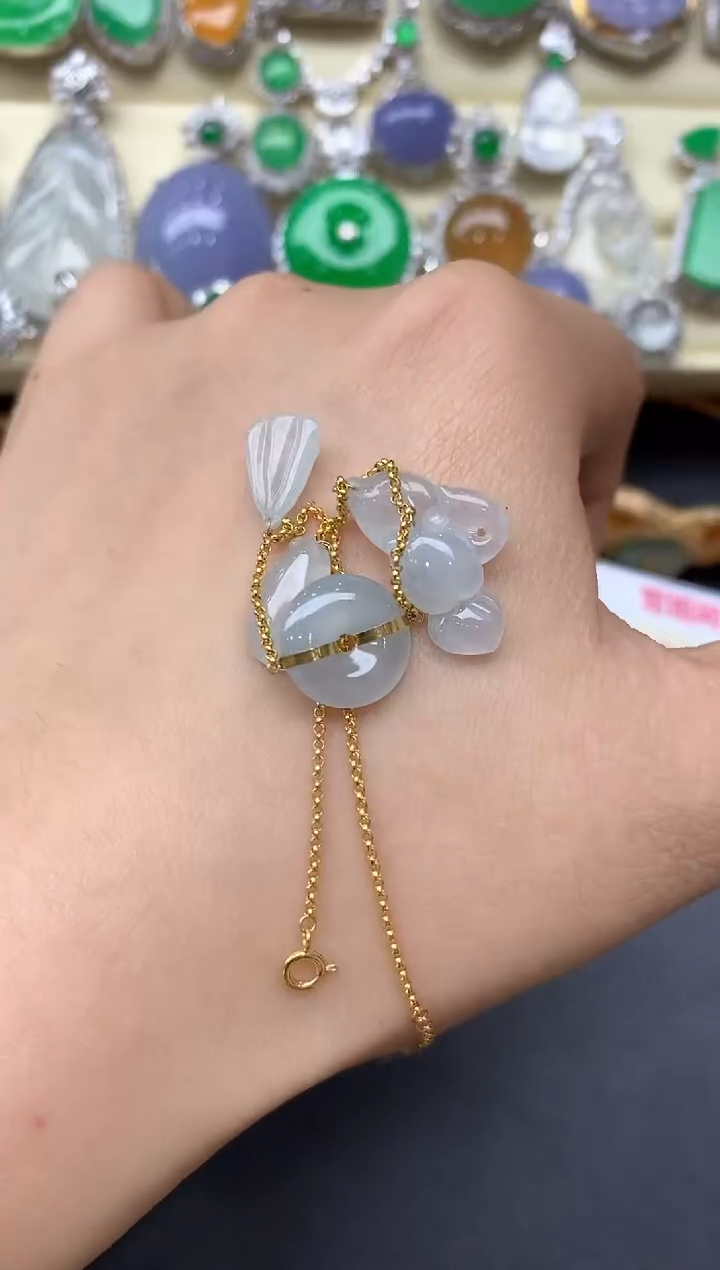 18K金镶嵌手链翡翠顺**水67-中国好珍宝