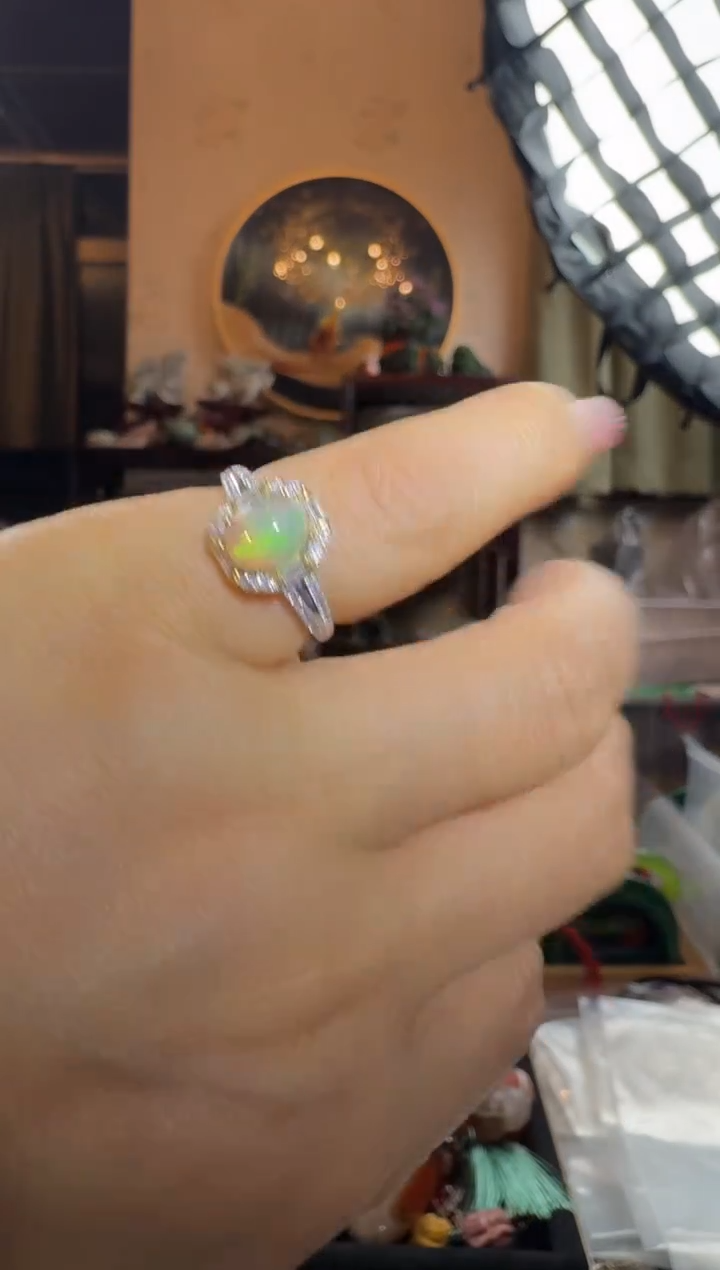 【闪购商品】欧泊银S925镶嵌戒指天然