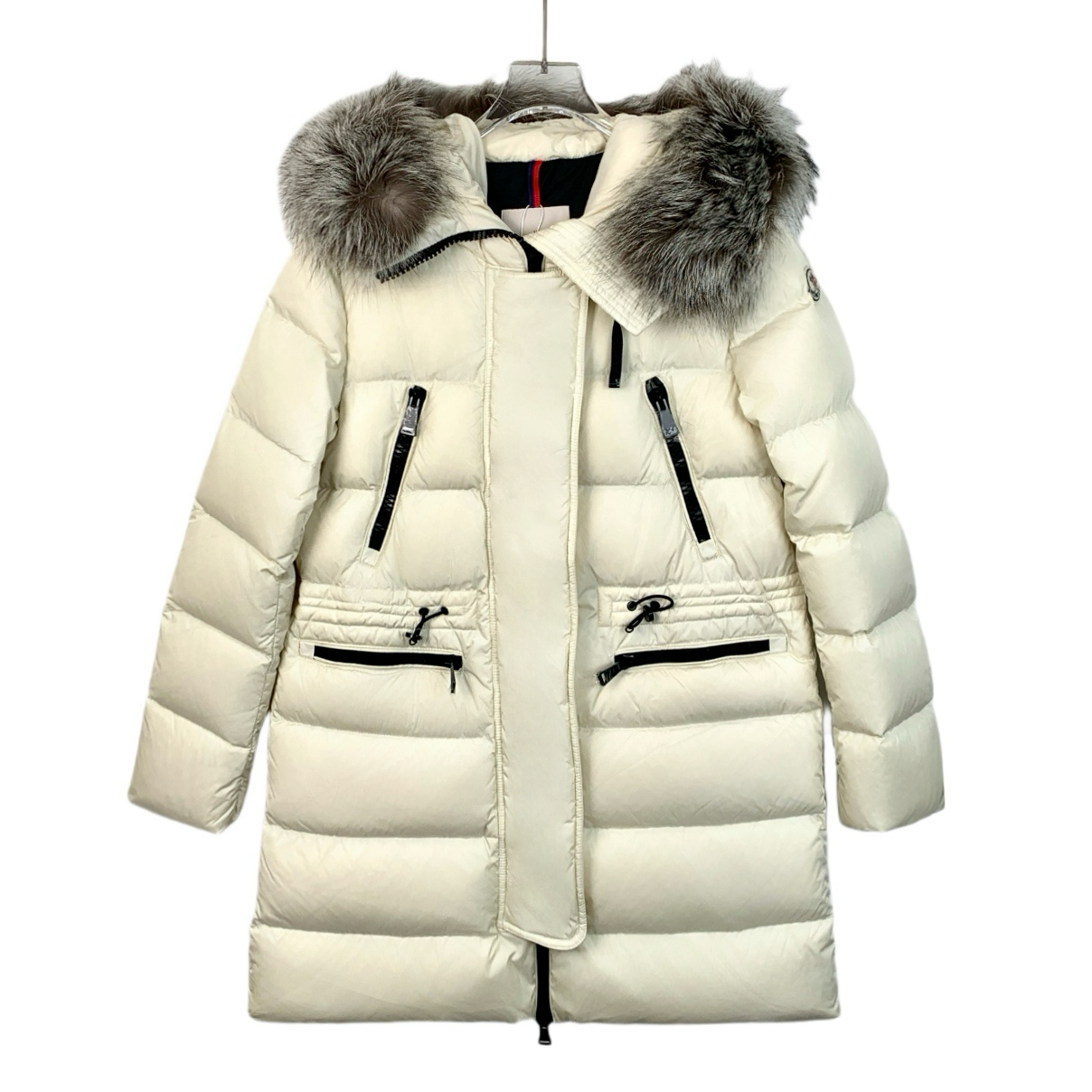 H13121 Moncler Aphrotiti系列 米色徽标贴饰毛领羽绒服 1 S 99新