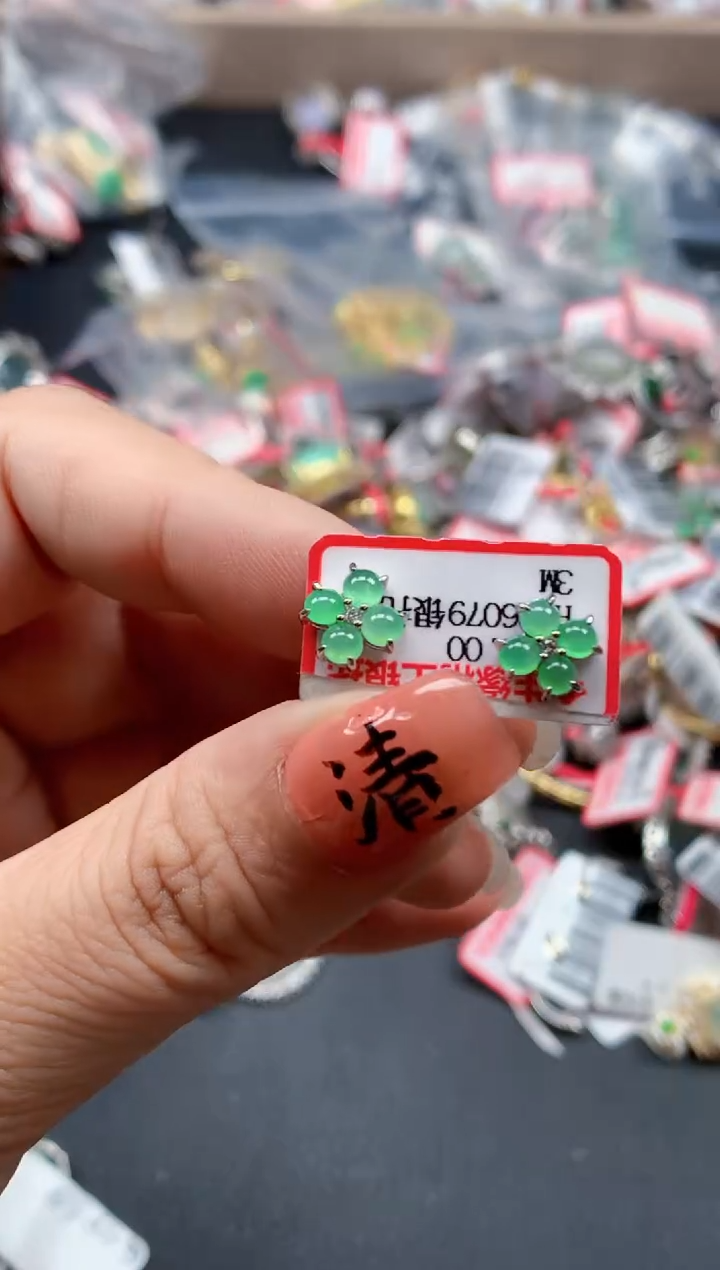 银S925镶嵌戒指翡翠天然A货缅甸翡翠
