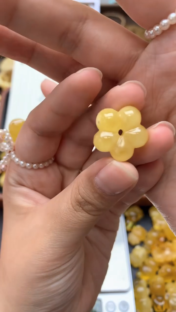 【闪购商品】琥珀珠宝奇石未镶嵌042F琥珀蜜蜡花粉有纹小坑介意勿拍