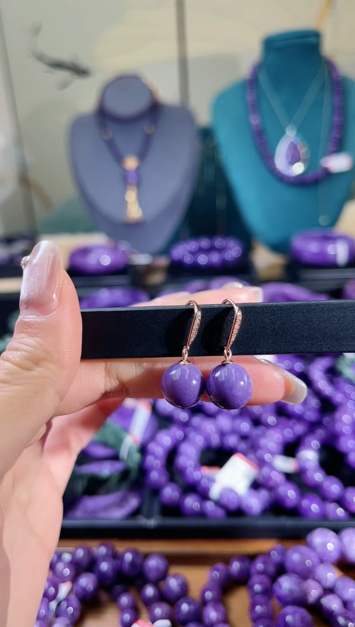 【闪购商品】查罗石（紫龙晶）耳饰未镶嵌耳钩