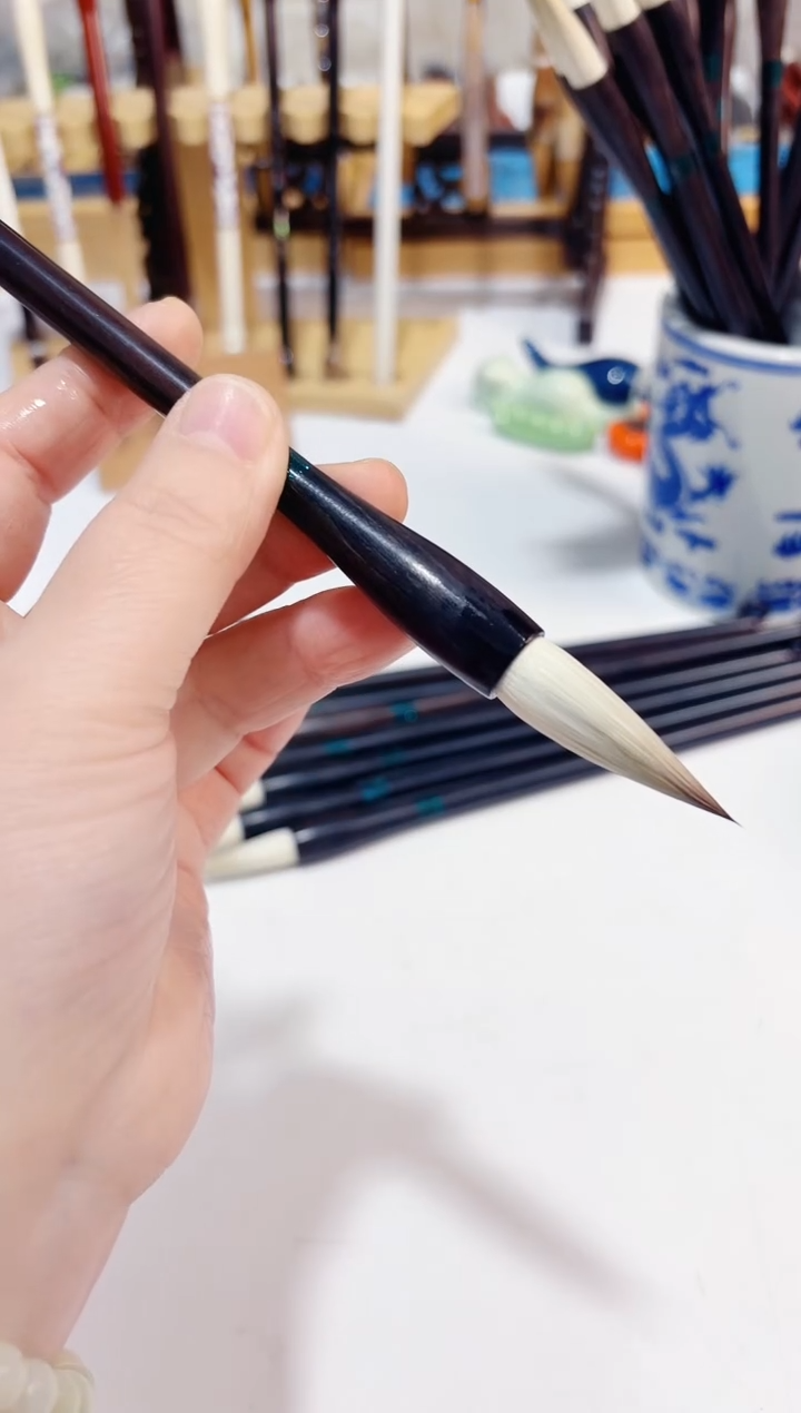 红狐兼毫 黑檀杆作品兼毫毛笔1支 偏软型定制款
