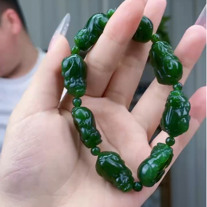 和田玉碧玉貔貅手串（拍一发一，多样性发货）