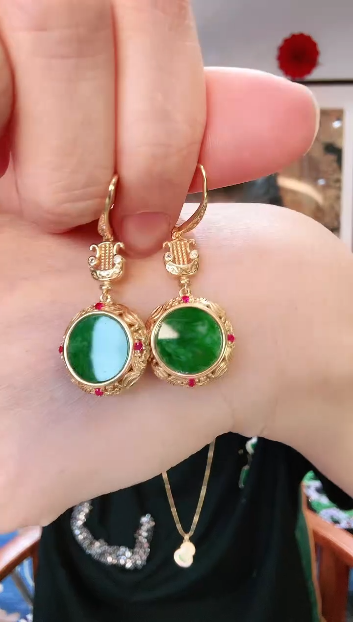 【闪购商品】翡翠耳饰银S925镶嵌耳饰