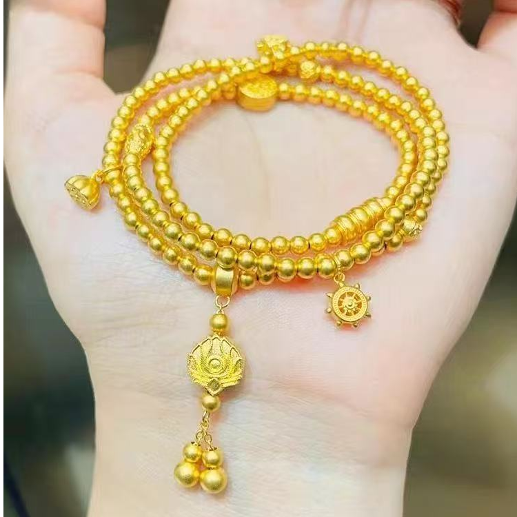合金手链 金店同款珠珠美满连连三圈手串莲蓬手链送女友礼物