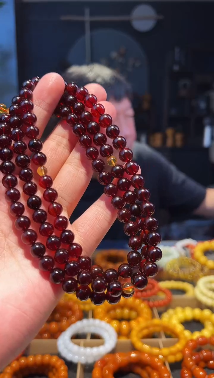 手串琥珀未镶嵌8+108多圈