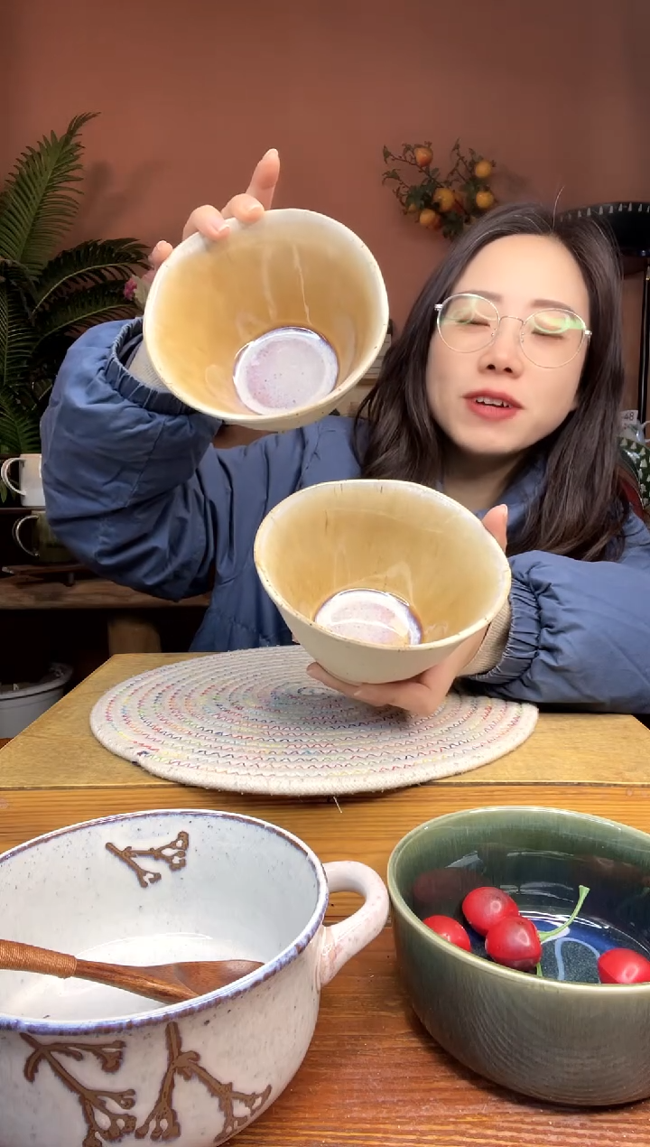 陶瓷5.5英寸喷墨异形不规则米饭碗 2件 微瑕疵