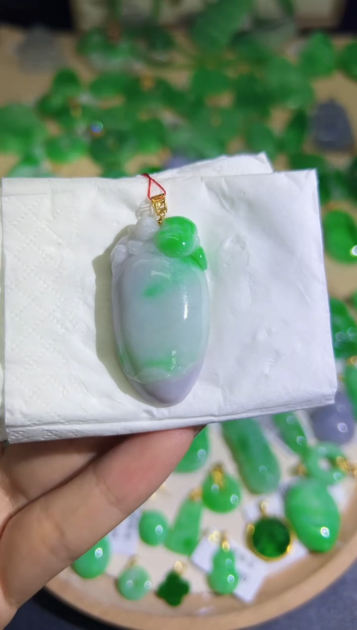 【闪购商品】翡翠颈饰18K金镶嵌Q缅料A货翡翠/支持复检/一件