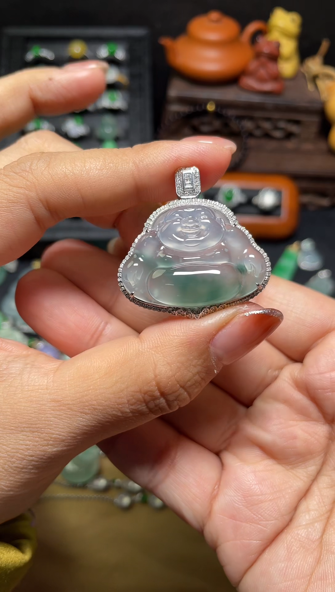 【闪购商品】翡翠吊坠(不含链)18K金镶嵌佛公48小时鉴赏期