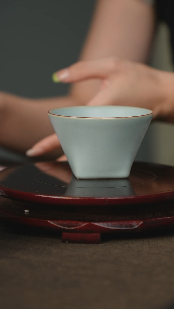 微瑕 天圆地方杯 汝瓷 主人杯