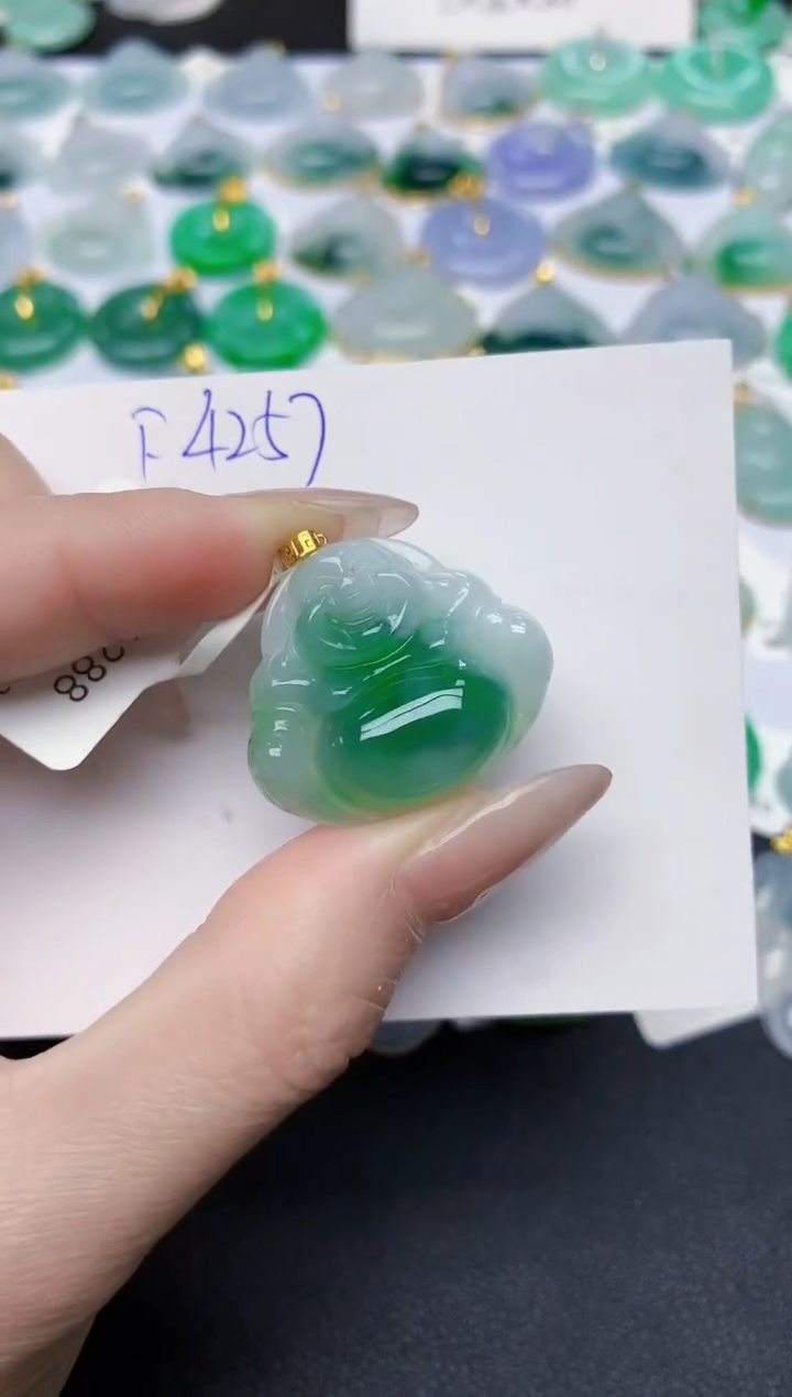 颈饰18K金镶嵌翡翠天然缅甸A货翡翠百元以上9元证书费自理