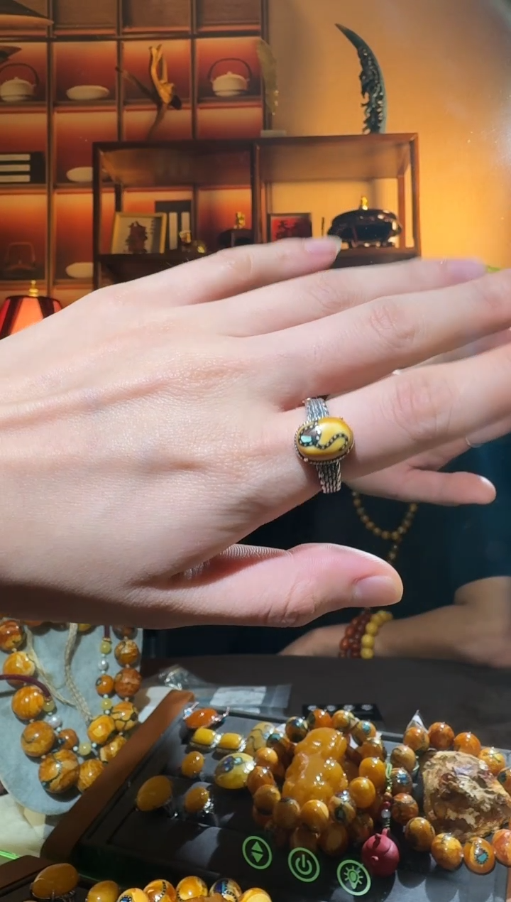 蜜蜡颈饰银S925镶嵌5471天然蜜蜡珠宝奇石