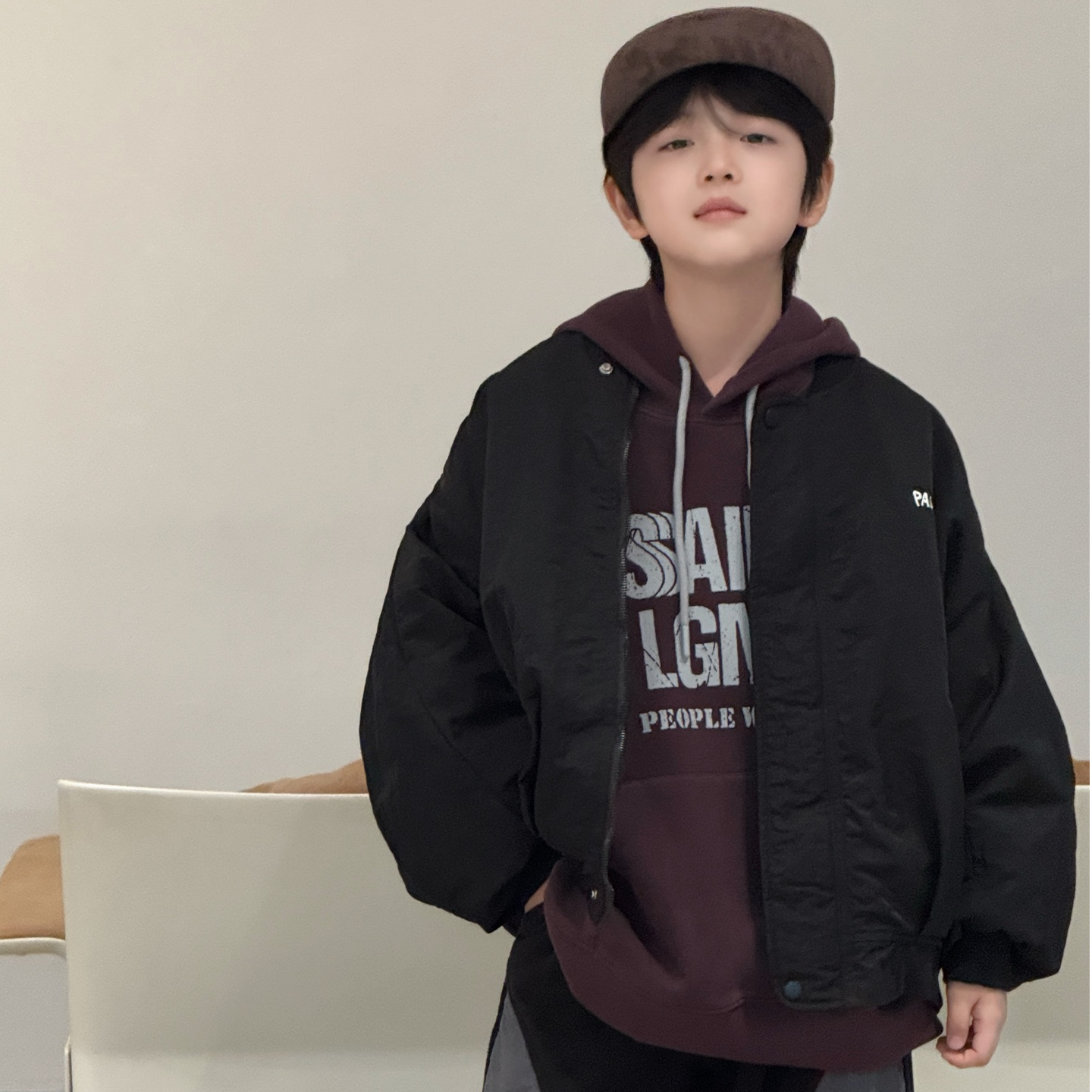 秋冬儿童夹棉棒球服外套韩版运动休闲百搭潮流宽松时尚大童B989