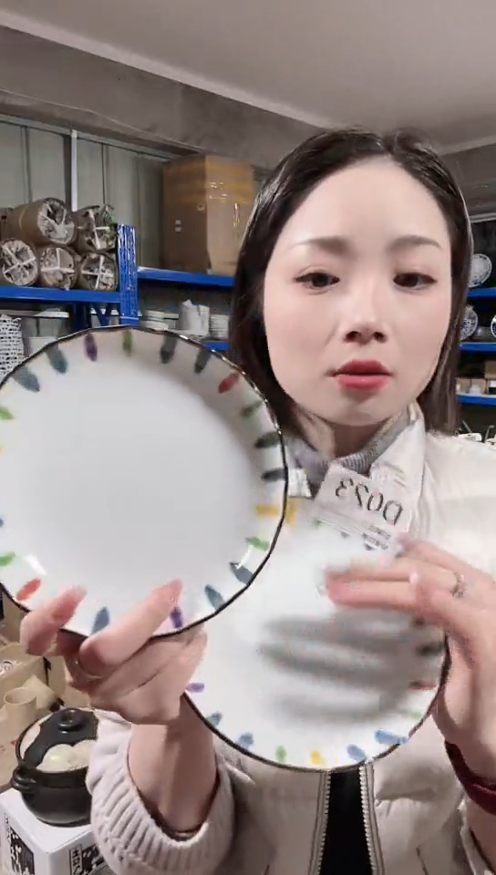 【闪购商品】瓷片日本瓷器彩绘十草16CM碟两只D023