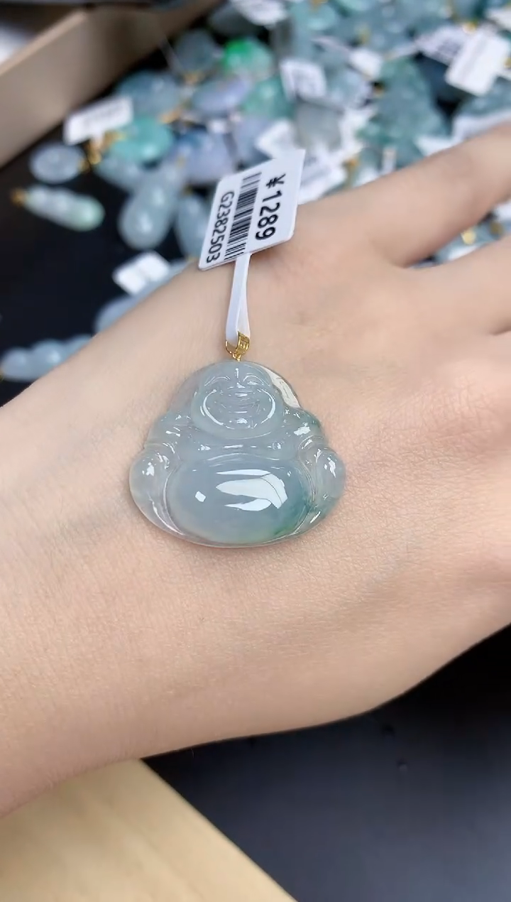 【闪购商品】翡翠颈饰18K金镶嵌天然缅甸翡翠A货