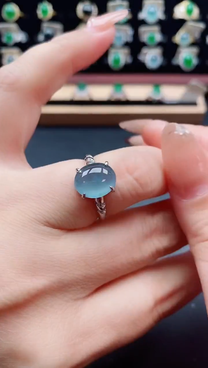 银S925镶嵌戒指翡翠1