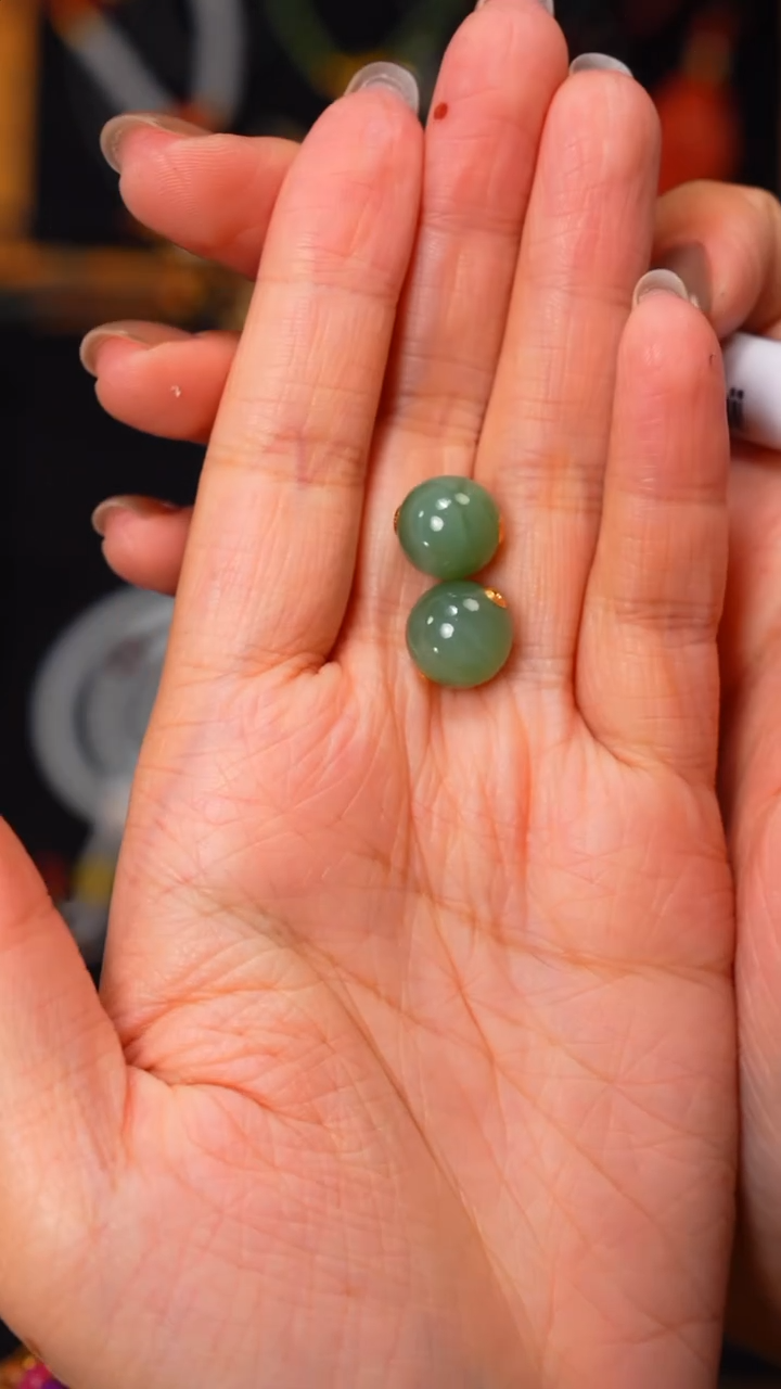 吊坠(不含链)18K金镶嵌和田玉恬**然见山文玩珠宝回血