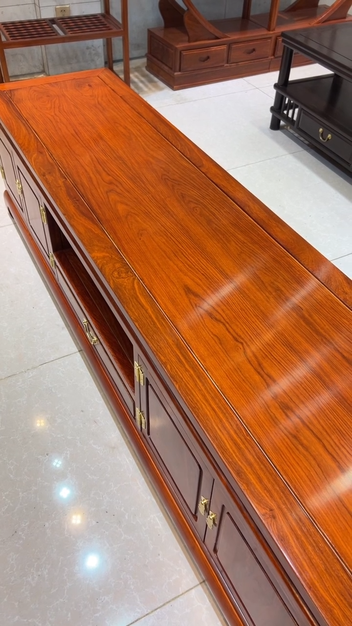 紫檀木类成套家具6*6刺猬紫檀电视柜2米