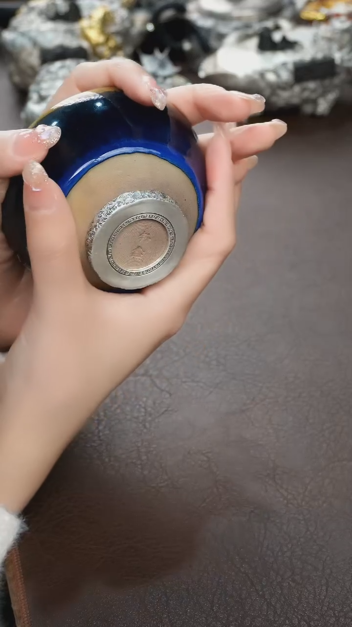 【闪购商品】境秋蓝色建盏主人杯高定