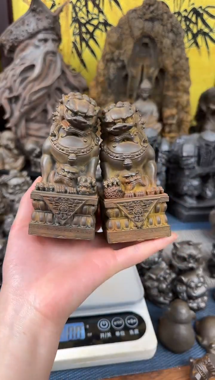 铁精致潮玩摆件京狮11.5一对