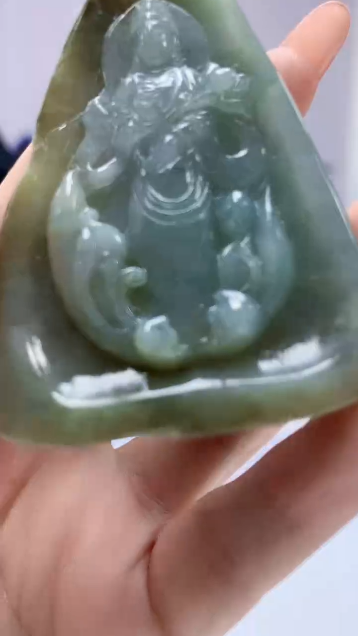 【闪购商品】定制翡翠未镶嵌5152DD-毛货挂件观音78