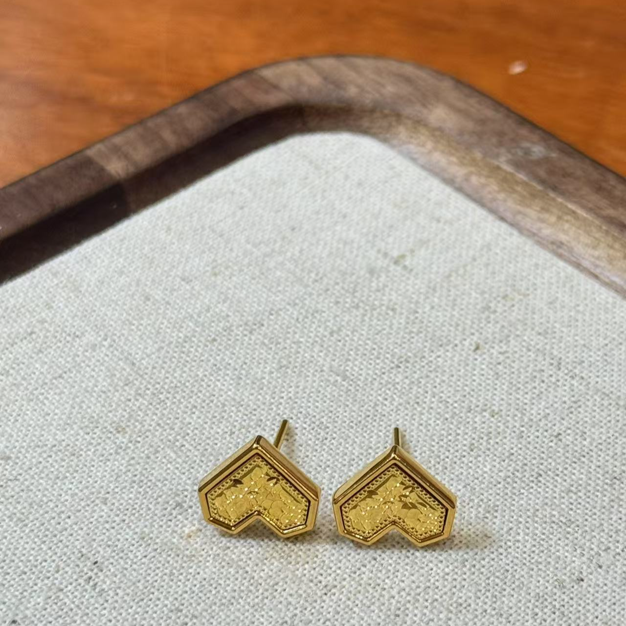 E【碎冰爱心耳钉】-足金999精工5耳饰