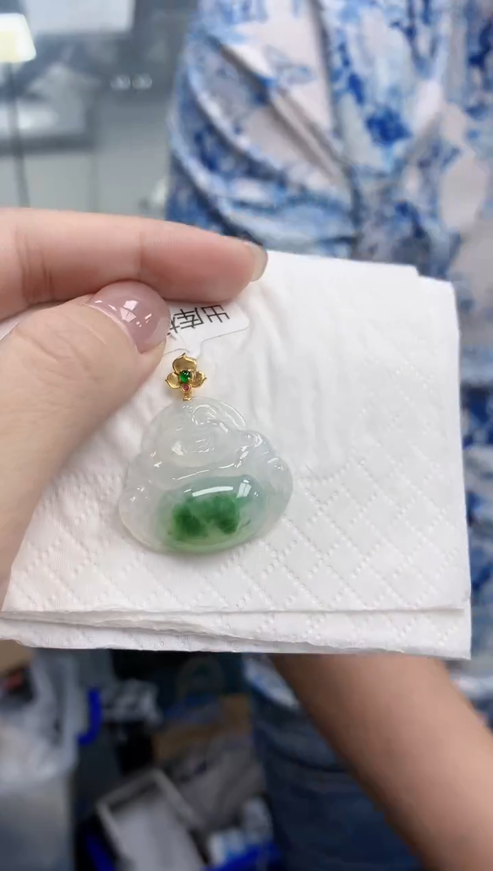 【闪购商品】翡翠颈饰18K金镶嵌天然缅甸翡翠A货