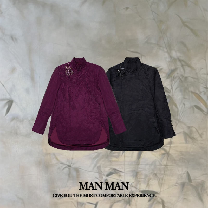 满满出品『紫绮绕枝棉国风衫』25376重磅气质时尚新中式百搭舒适