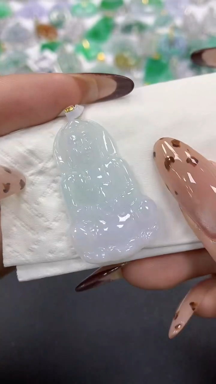 颈饰18K金镶嵌翡翠a货假一赔三支持复检百元上9元证书费自理