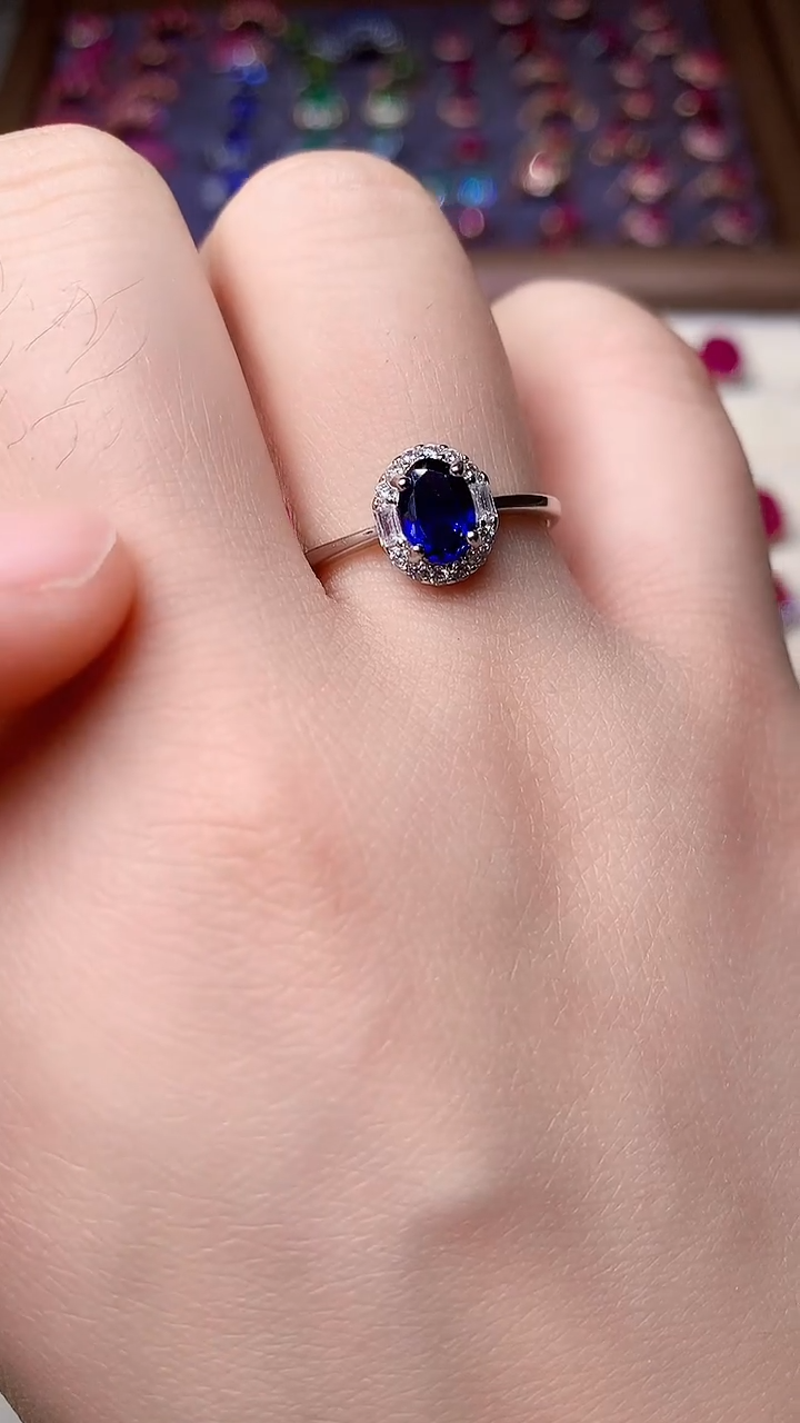 【闪购商品】蓝宝石戒指银S925镶嵌000