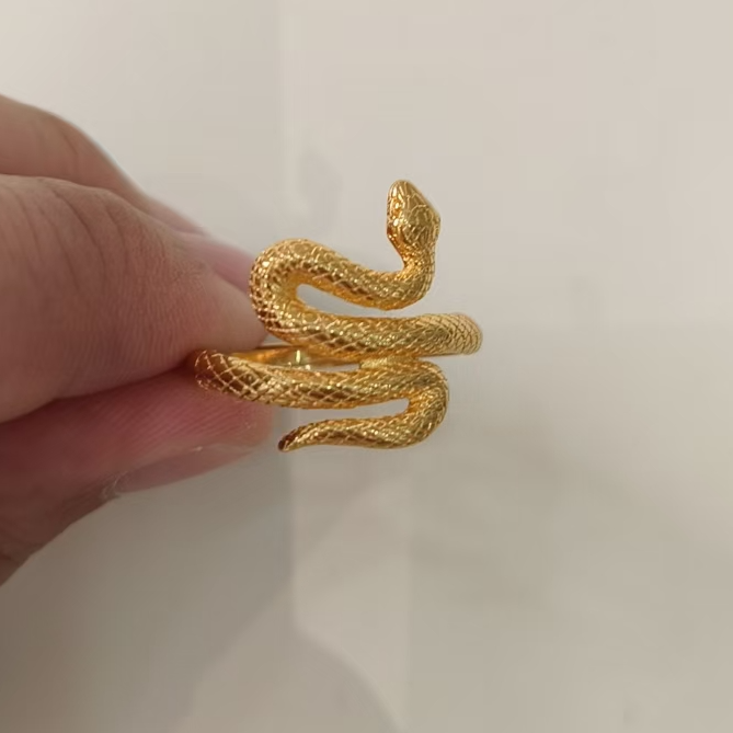 足银戒指 盘蛇戒指