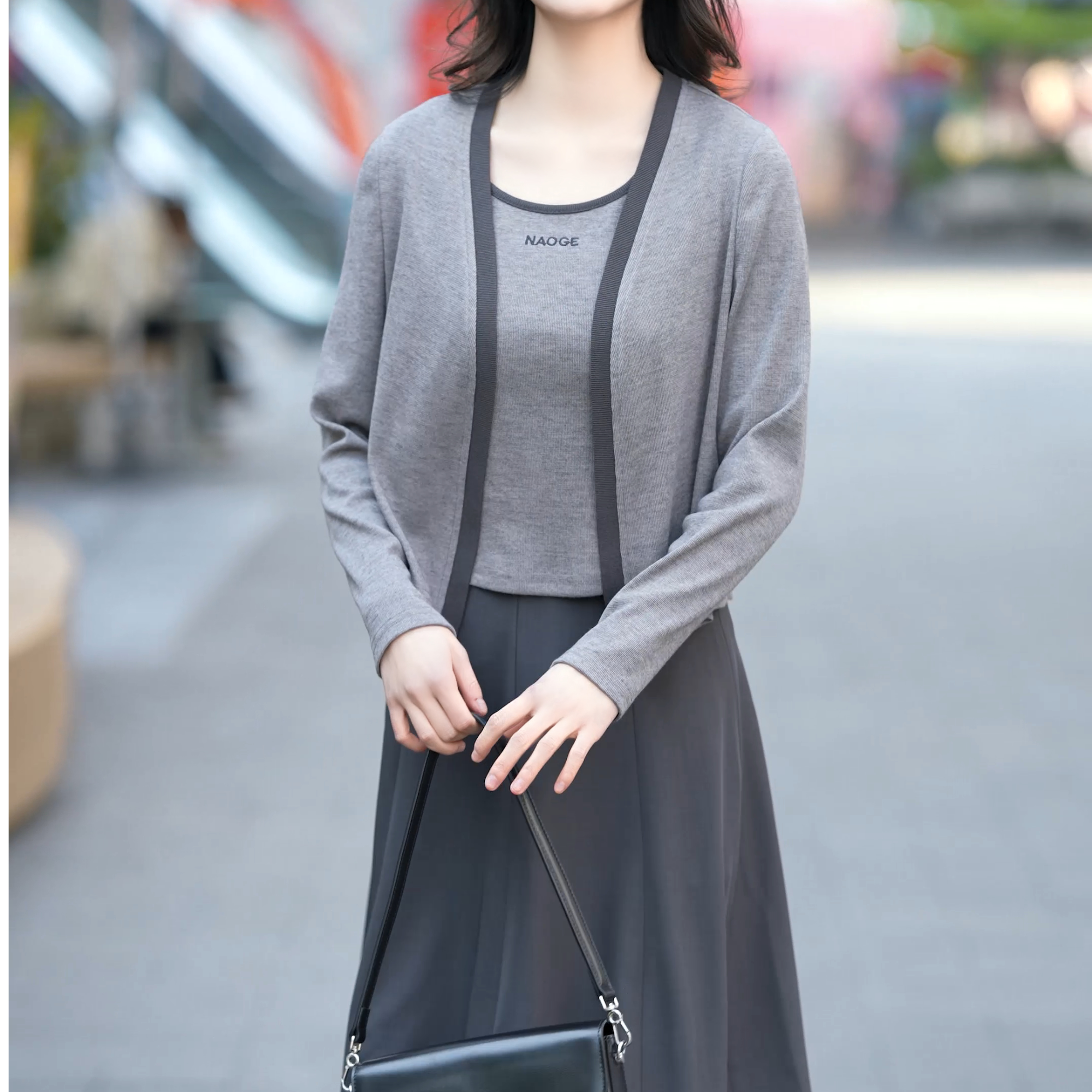 高级感三件套长袖针织连衣裙套装女2025春秋新款显瘦时尚气质长裙