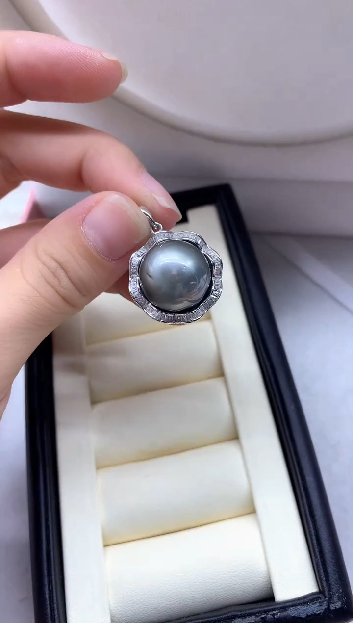 银S925镶嵌吊坠(不含链)海水珍珠吊坠