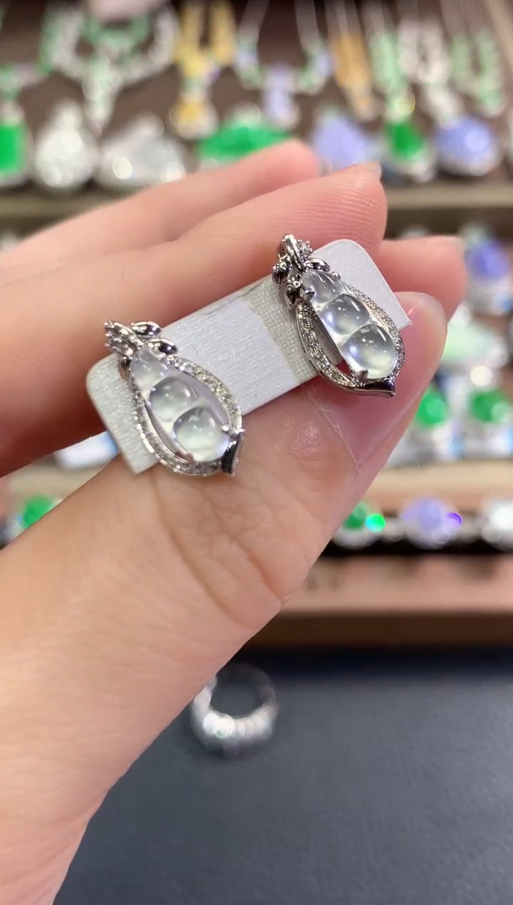 18K金镶嵌翡翠耳饰b98多样性一件发货