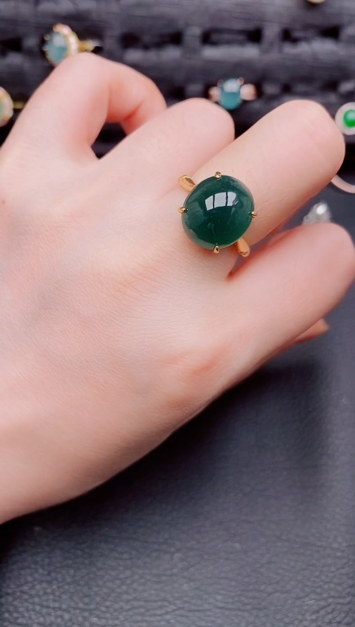 【闪购商品】翡翠戒指银S925镶嵌天然a货翡翠602