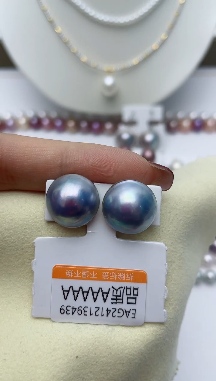 【闪购商品】拼合珍珠（马贝珠）耳饰银S925镶嵌W19
