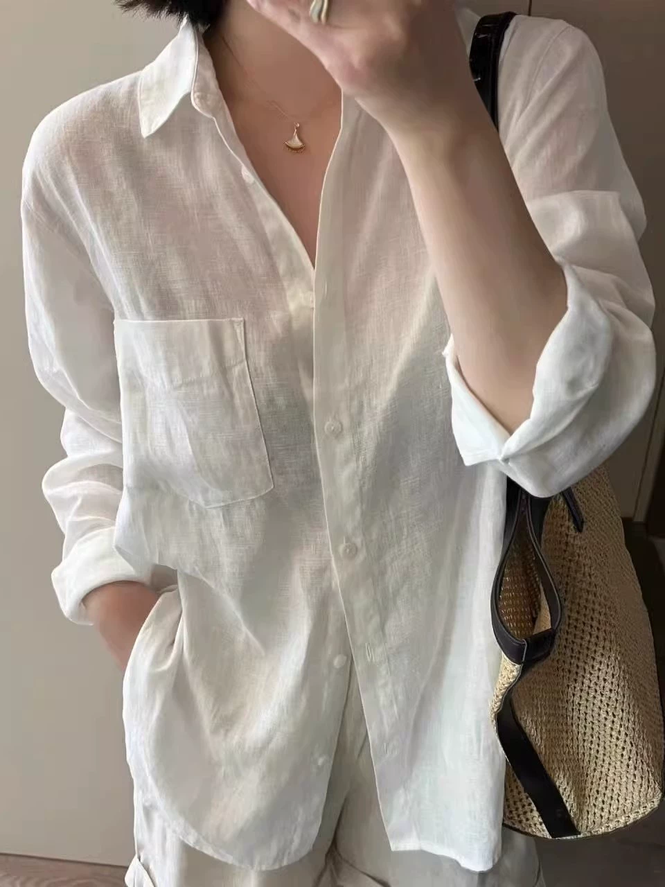 （101-120）麻料半身裙上衣麻裙麻衬衫女士麻料t恤小衫