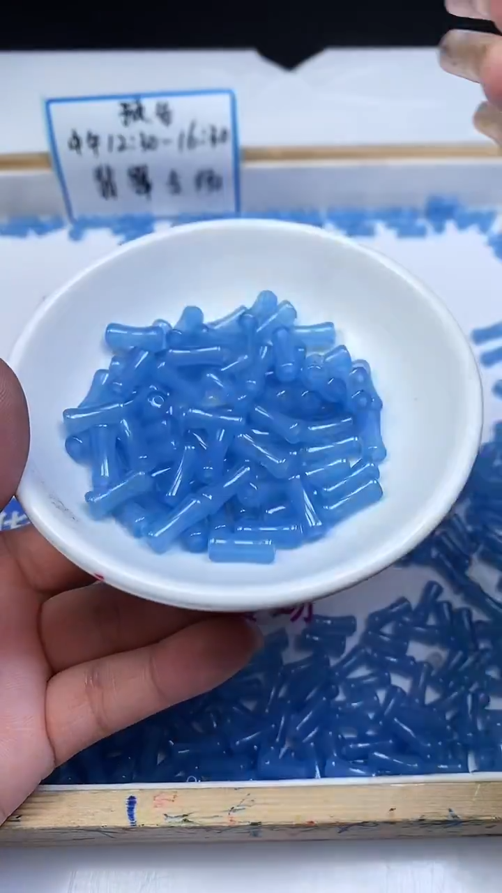 未镶嵌散珠玛瑙/玉髓A1834 海蓝宝玛瑙竹节12*5mm10颗7.8元