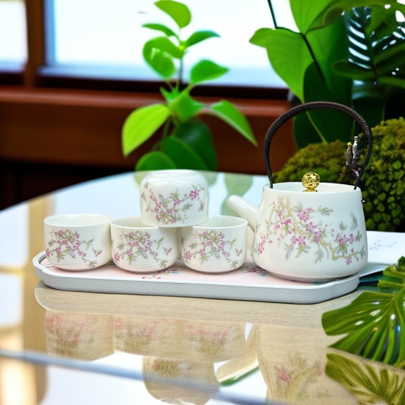 紫藤花中式一壶四杯带盘