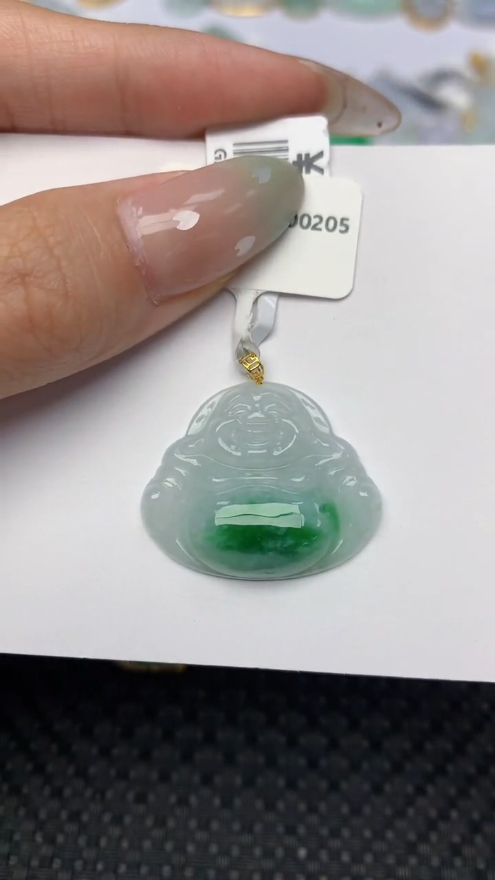 翡翠18K金镶嵌颈饰天然翡翠a货