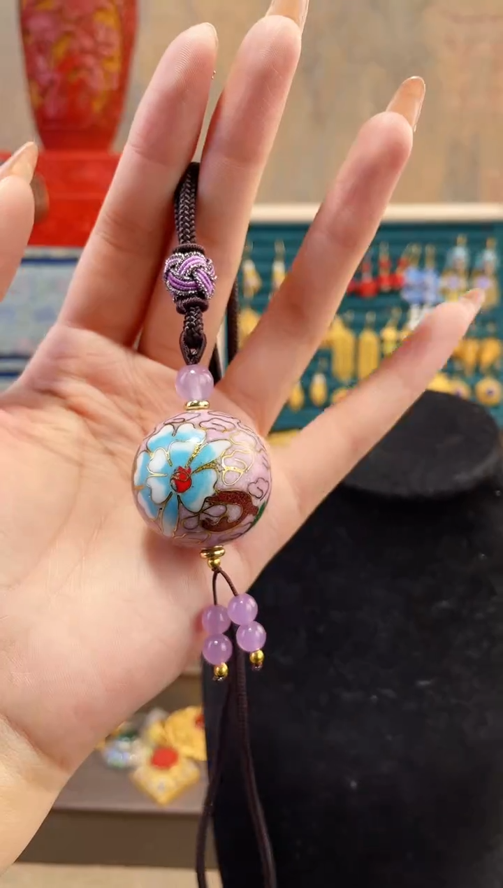 【闪购商品】非遗景泰蓝3.0单珠编绳款粉色