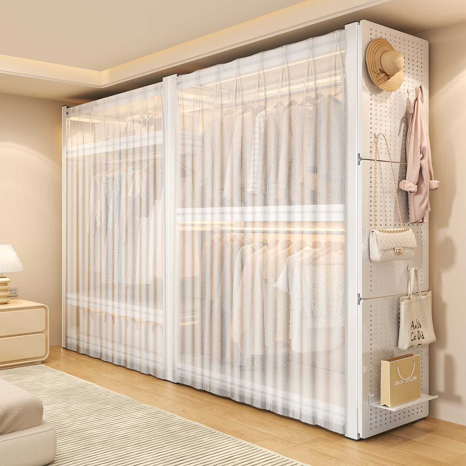 货架衣柜卧室家用出租房简易组装金属洞洞板钢制收纳经济型衣柜