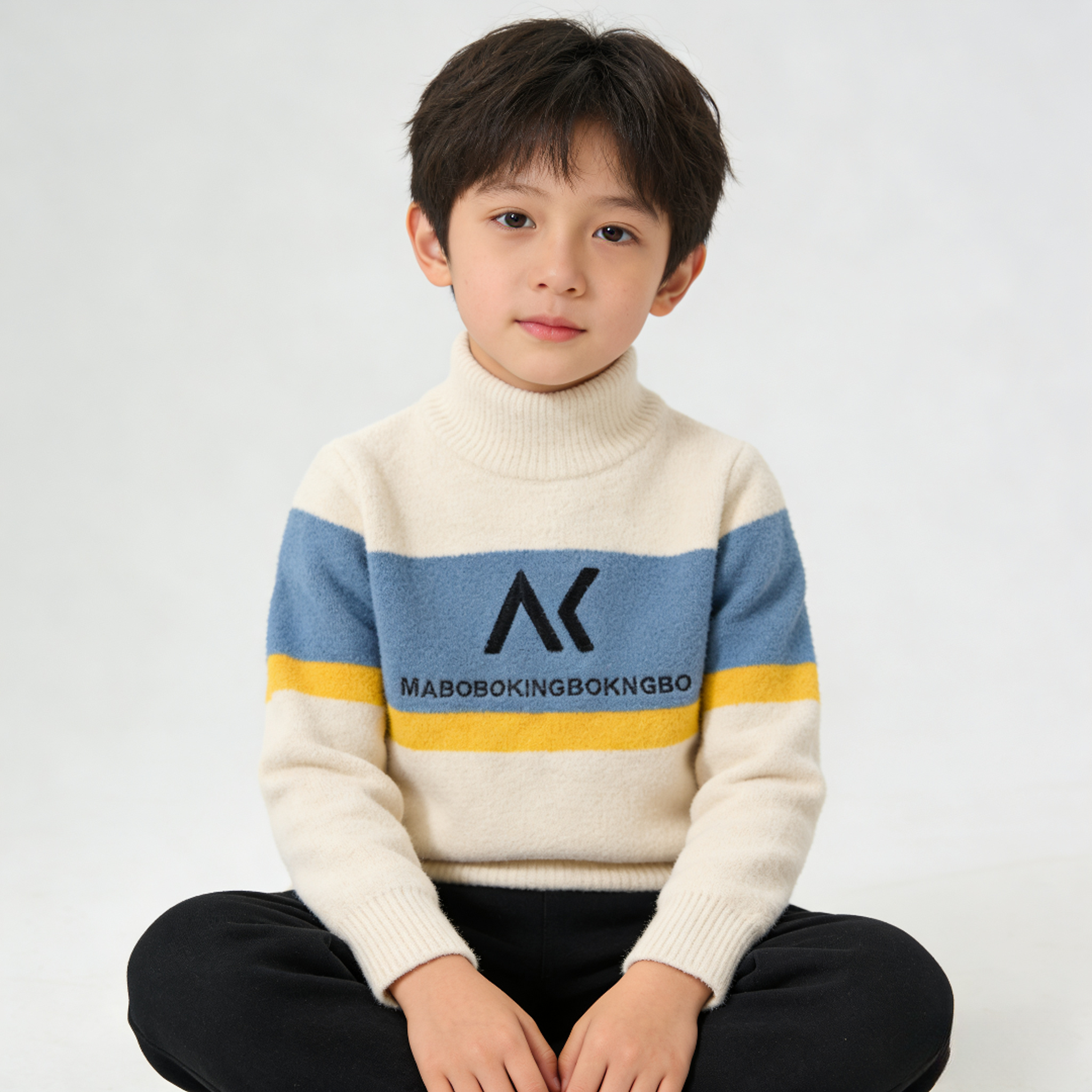 F01356男童秋冬季毛衣2025年新款儿童韩版水貂毛套头大童针织衫潮