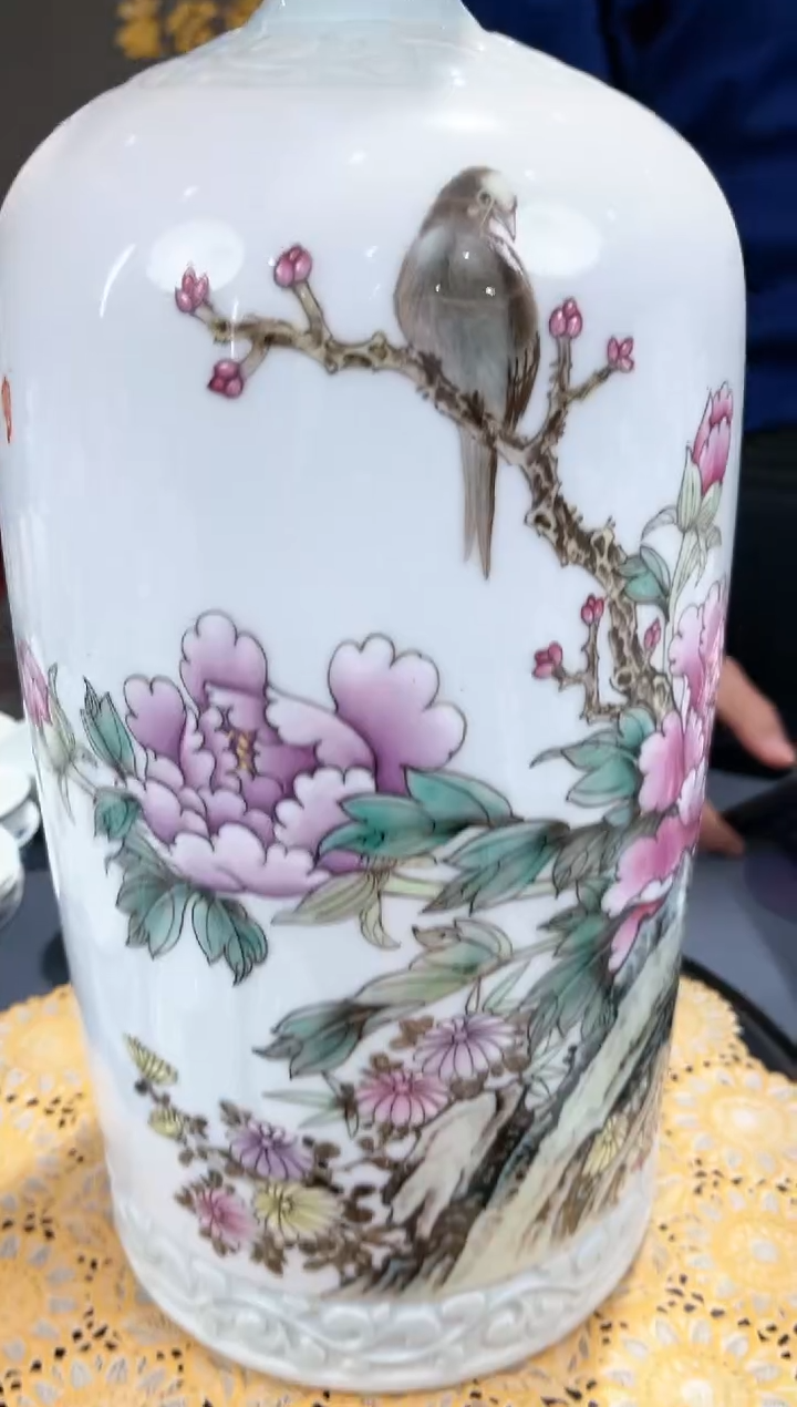 【闪购商品】官窑瓷画院776官窑瓷画院花鸟赏瓶