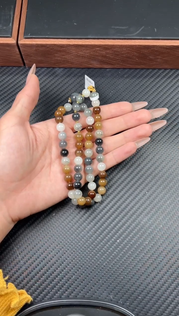 未镶嵌手串和田玉若羌微色差妈妈链卡8J