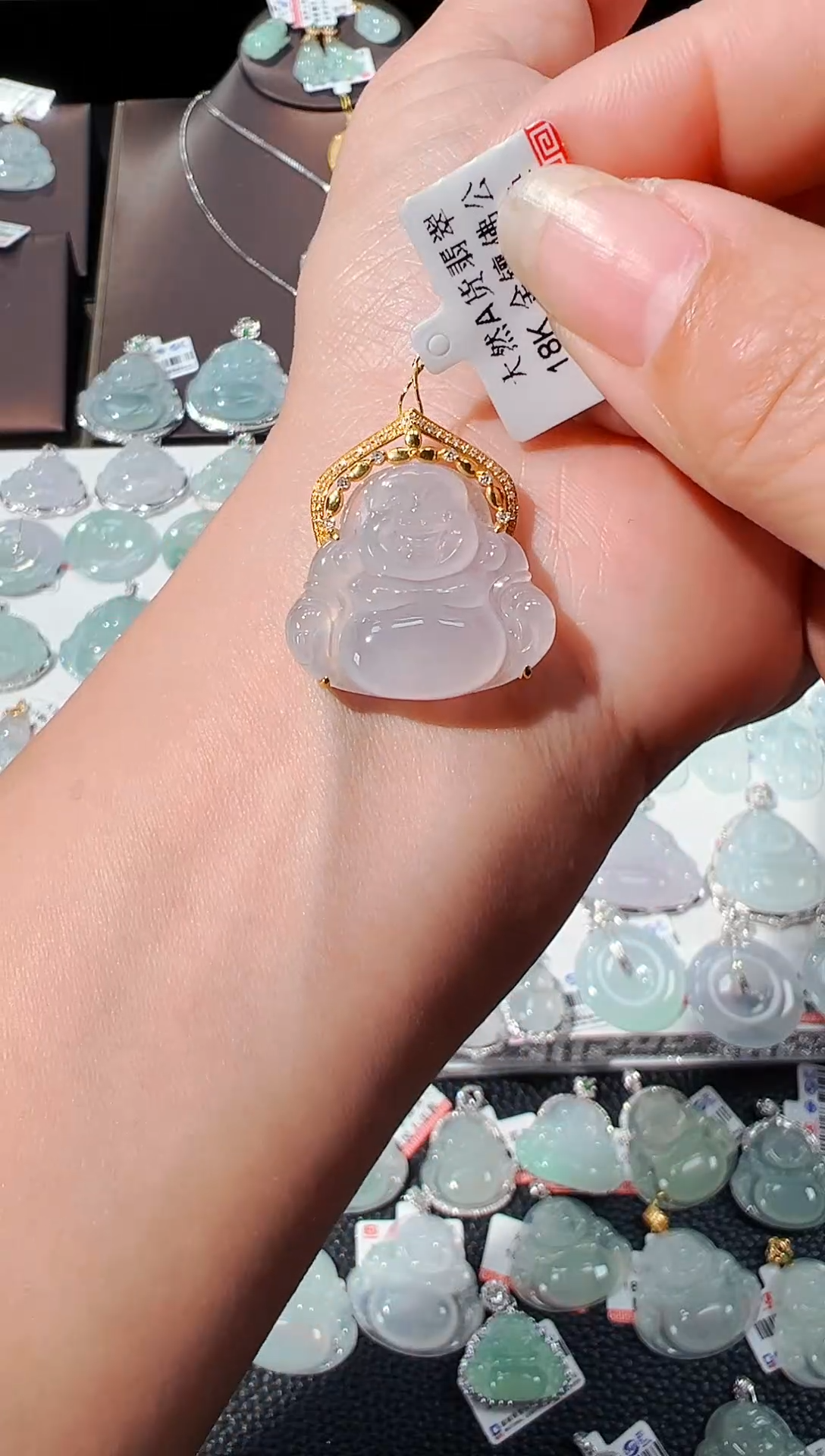 【闪购商品】翡翠吊坠(不含链)18K金镶嵌佛公吊坠639