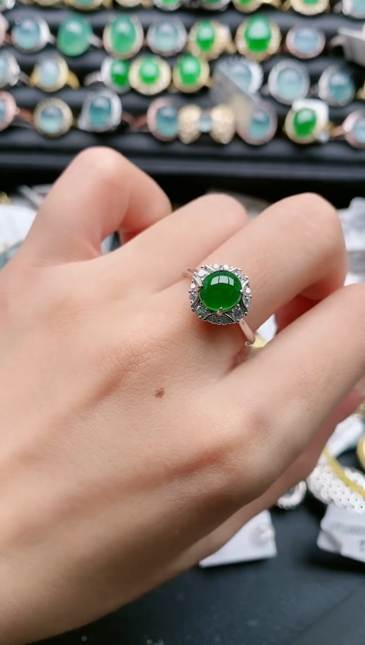 【闪购商品】翡翠戒指银S925镶嵌1111111