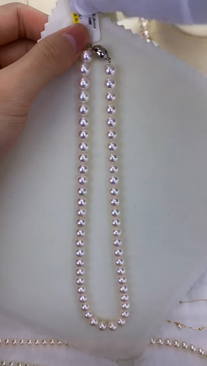 银S925镶嵌GD海水珍珠 GD047 7.5-8 akoya串链