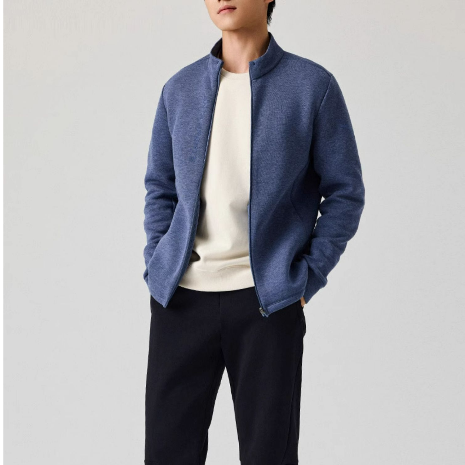 安踏男士立领外套秋冬运动上衣保暖防风显瘦国庆通勤百搭针织茄克